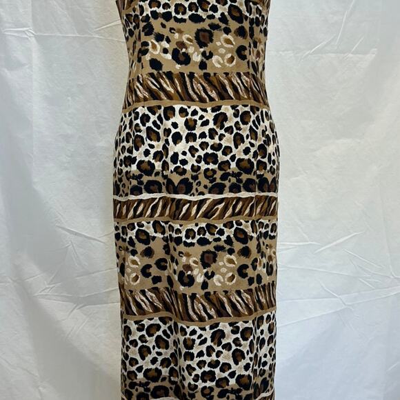 Leopard Animal Print Vintage midi Dress Sz 8 Mobwife Old Money Classic - Picture 3 of 9